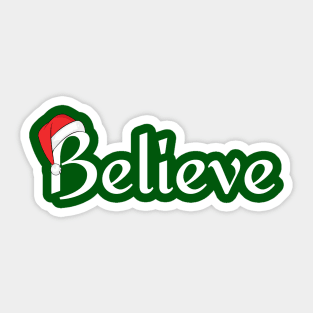 Believe Santa Hat Sticker